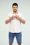 Vista Frontal Camisa relax Joston color rosado marca Lee