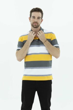 Vista frontal Camiseta regular hombre polo gris claro SS3 marca lee