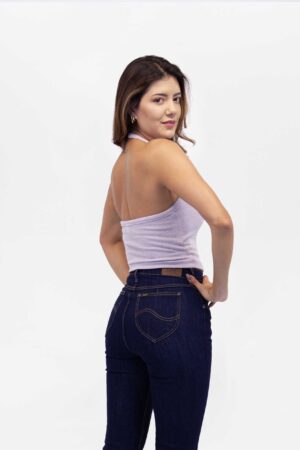 Vista Frontal Top Mujer Slim Cropped Halter Lila SS4 de Marca Lee