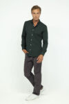Vista Frontal Camisa Hombre regular custom Verde militar SS3 de Marca Lee