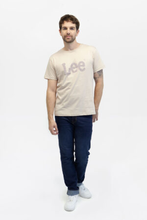 camiseta hombre regular woobly logo tee beige fw5