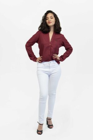 Blusa mujer regular one pocket vino fw5