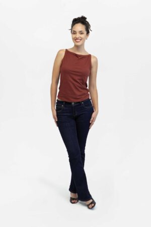 Top mujer slim seasonal square neck Terracota fw5
