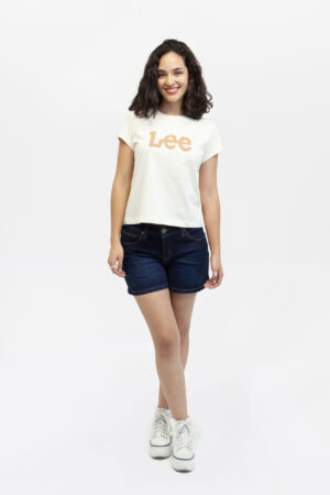 camiseta mujer regular logo tee crema