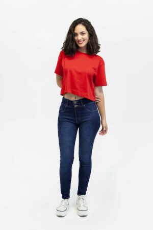 camiseta mujer relax cropped boxy rojo fw5