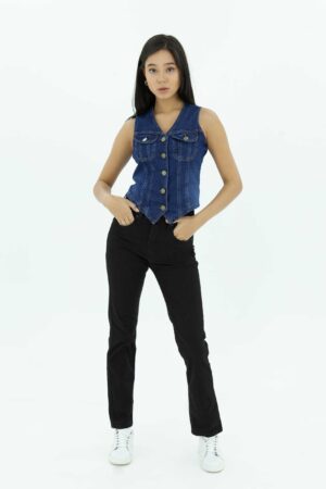Vista Frontal Jean Mujer classic Straight Marión negro SS3 de marca lee