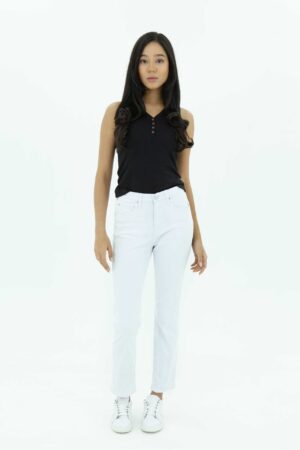 Vista frontal Jean Mujer classic Straight blanco SS3 de marca lee