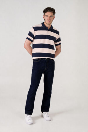 CAMISETA HOMBRE RELAX PIQUE POLO RAYAS ROSA SS5