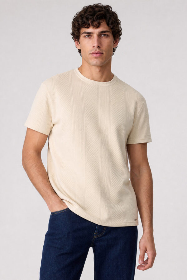Camiseta hombre regular crew crema ss5