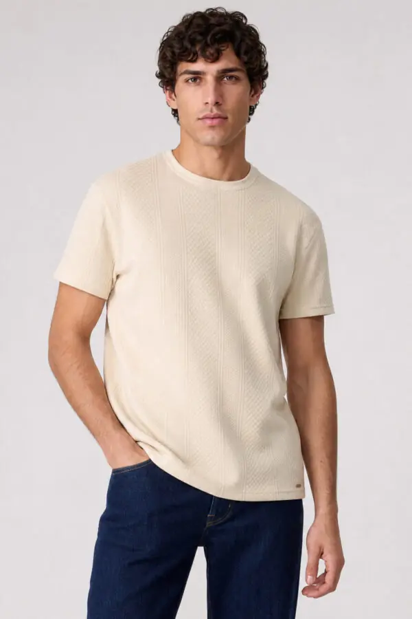 Camiseta hombre regular crew crema ss5