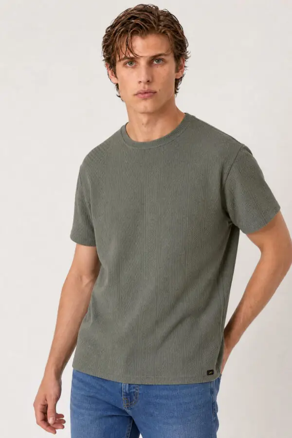 Camiseta hombre regular crew verde ss5